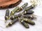 40mm Gold Tone Natural Dragon Blood Double Terminated Bullet Pendant